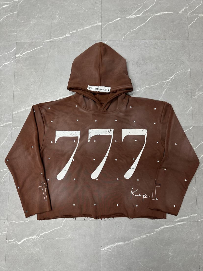 777 Studded Cropped Hoodie