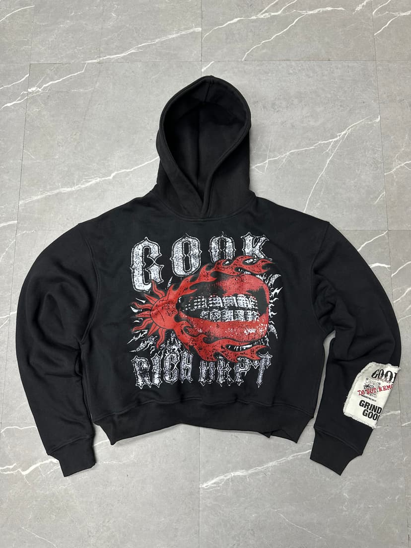 Red Mouth Graphic Crop Hoodie