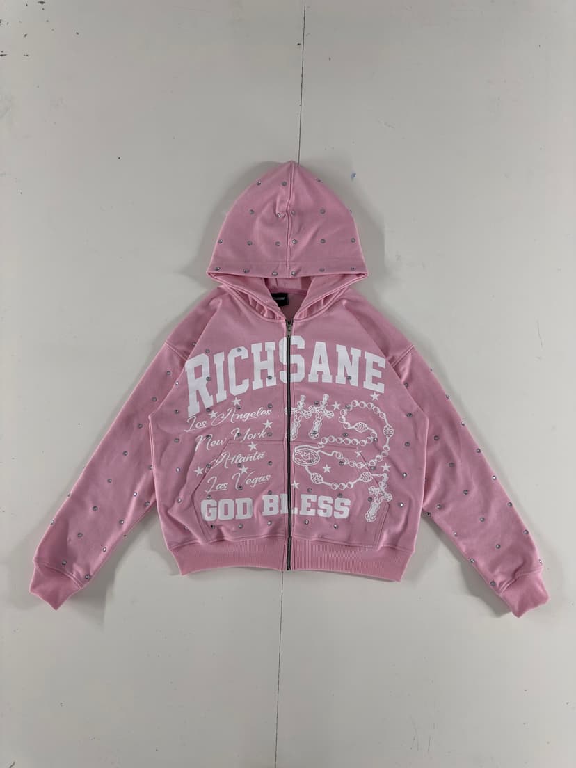 Pink Richsane Rhinestone Hoodie