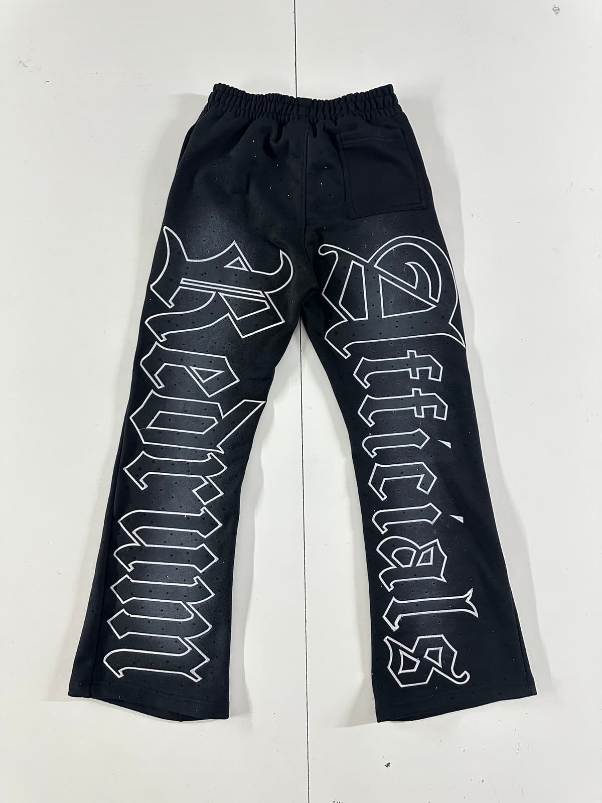 Gothic Rhinestone Script Pants