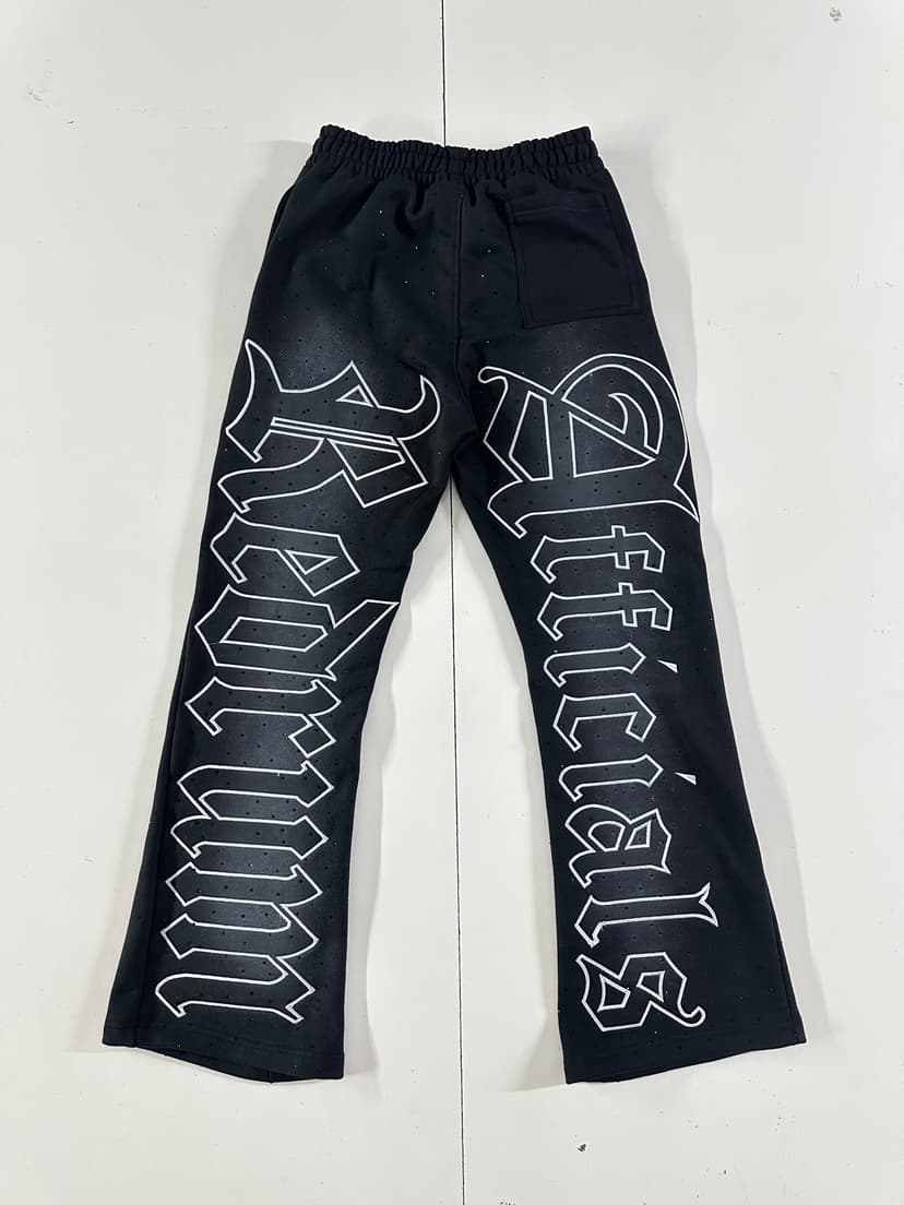 Gothic Rhinestone Script Pants