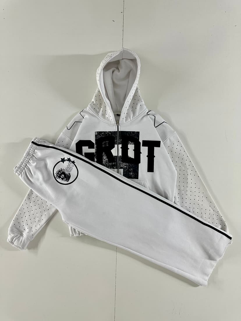 Grot Rhinestone Stripe Set (White)